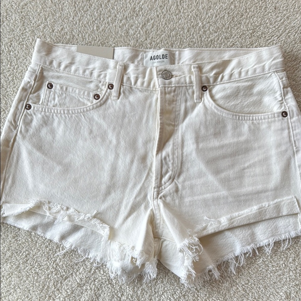 AGOLDE Women's White Denim Shorts